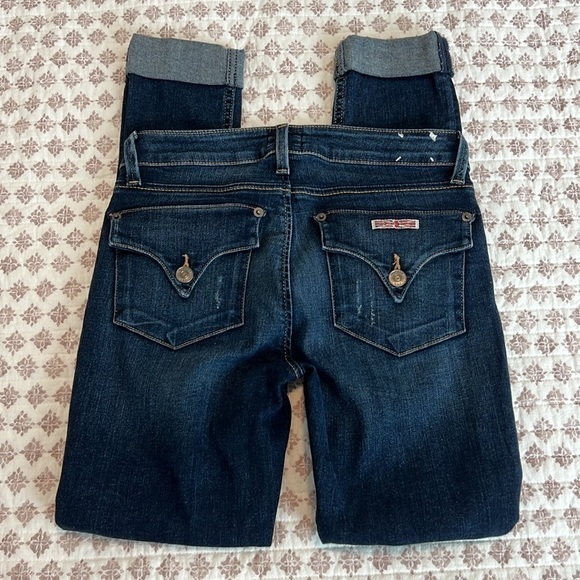 Hudson Bacara Crop Straight Cuffed Jeans Size 25 Extra Dark Whisker Wash - Picture 10 of 17